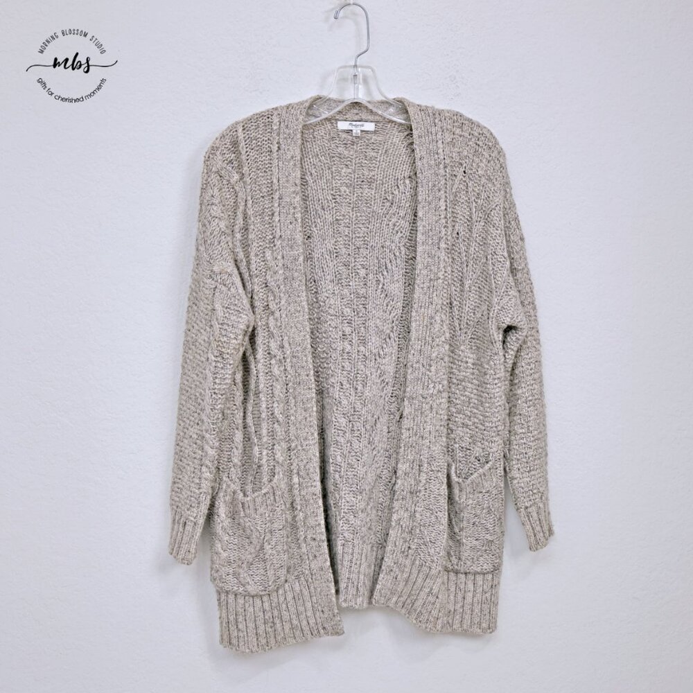 Madewell Marled Panelstitch Wool Blend Fall Chic Cardigan‎ Tan Gray Women S